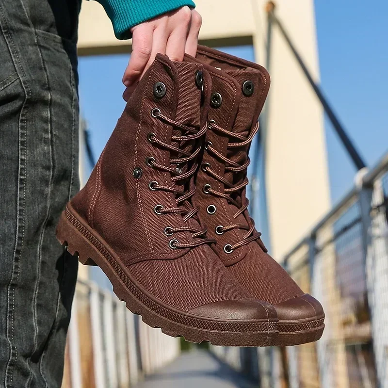 Botas de lona para hombre, zapatos altos para hombre, nueva tendencia 20224, zapatos con puños de plataforma, botines informales para hombre, Bota