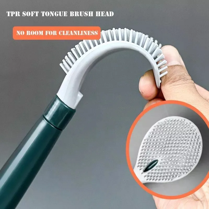 Silicone Toilet Brushes With Holder Set Wall-Mounted Long Handled Toilet Cleaning Brush Modern Hygienic Bathroom Accessories