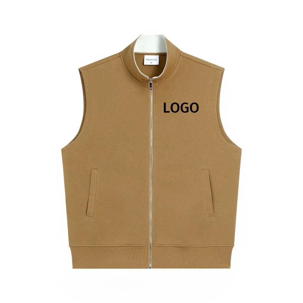 Autumn and Winter New in Vintage Vest for Men Women Fashion Casual Coat Customizable Logo 380 gsm Stand Collar Zipper Vests Tops