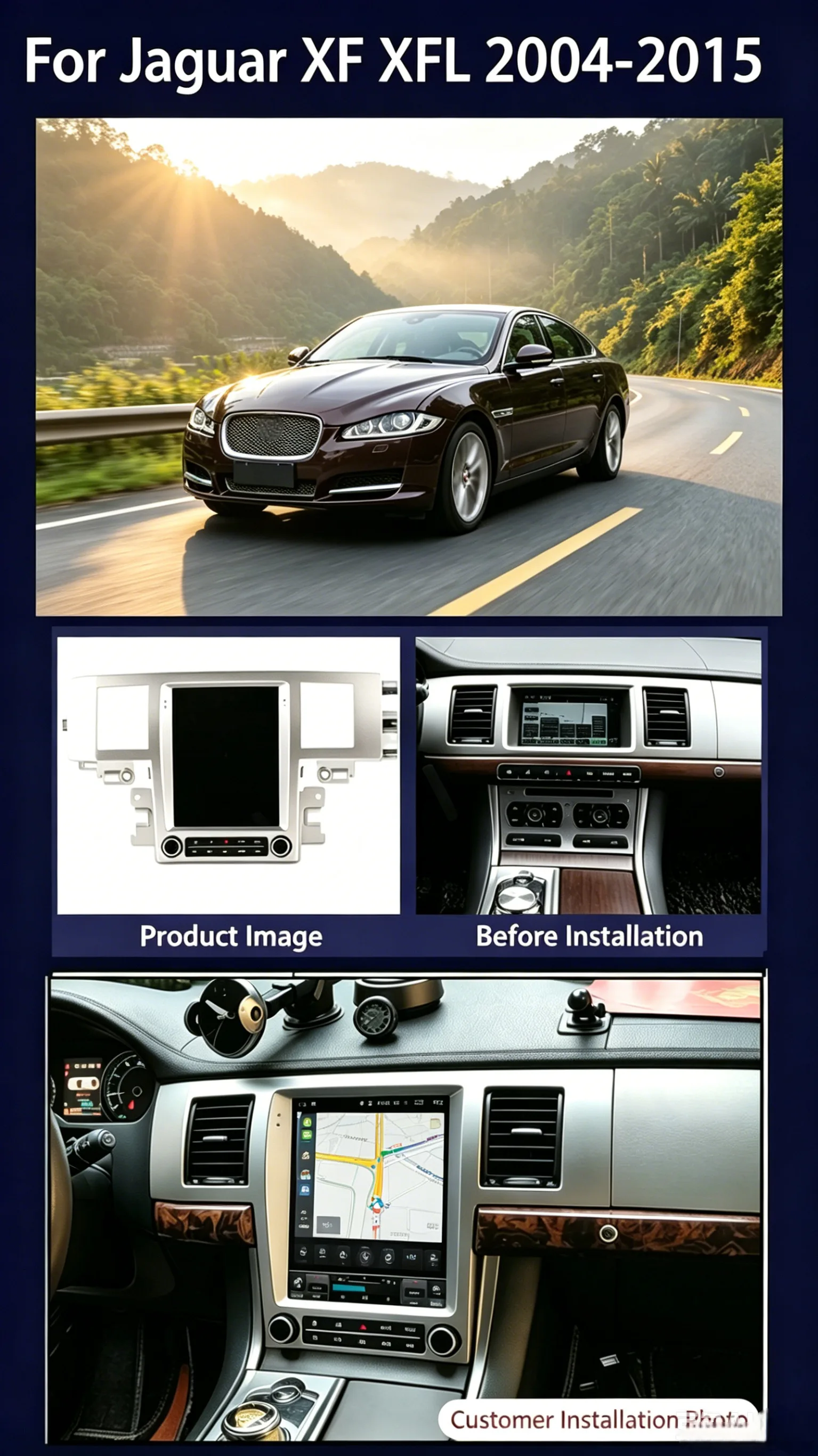 For Jaguar XF X250 2004-2015 Android 13 Car Radio Multimedia Players DVD Auto GPS Navigation Carplay 2Din Head Unit