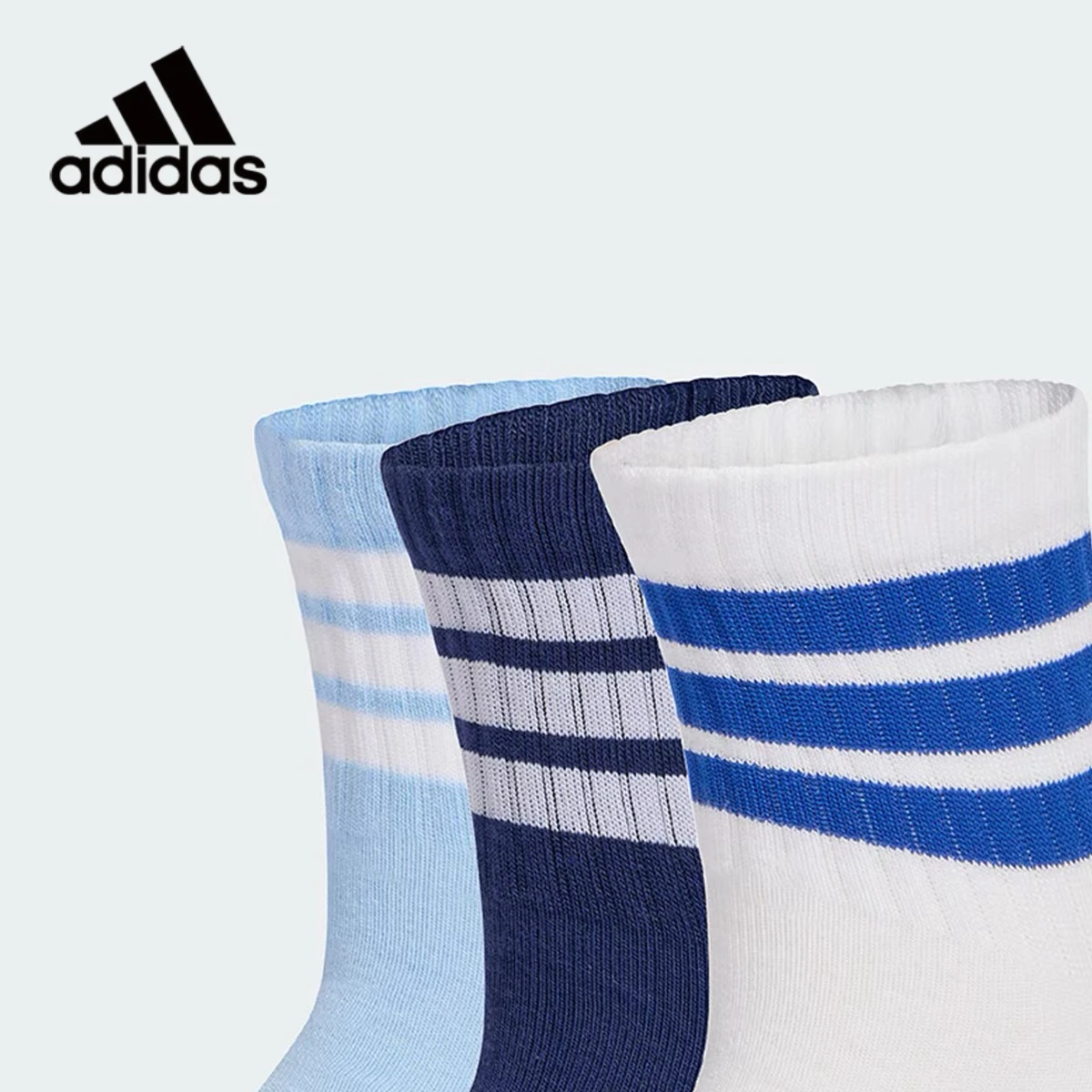 Adidas Unisex 3 Pairs 3-Stripes Ankle Socks Soft Breathable Ribbed Athletic Crew Socks Sports Running Daily Casual Wear KC9615