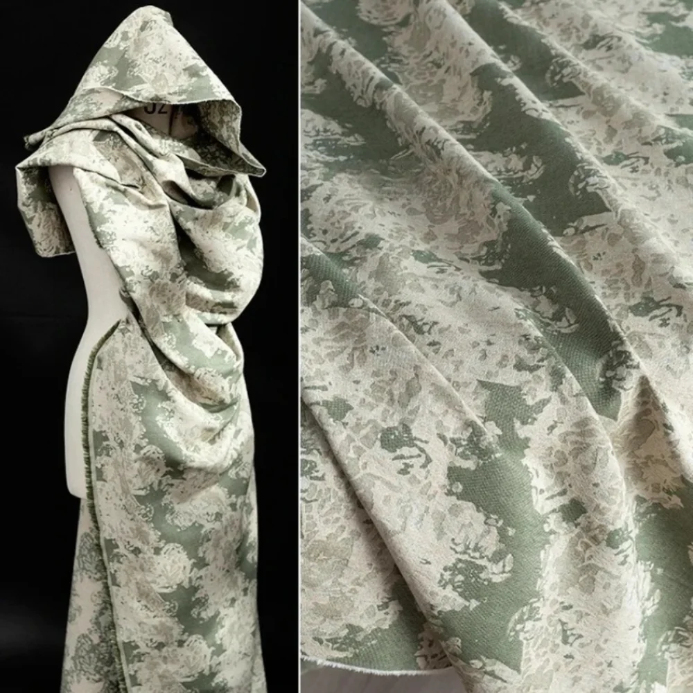 

Ткань жаккардовая из стираного хлопка и льна для костюмов, пиджаков, дизайнерской одежды, белая, зеленая, для шитья, на метр