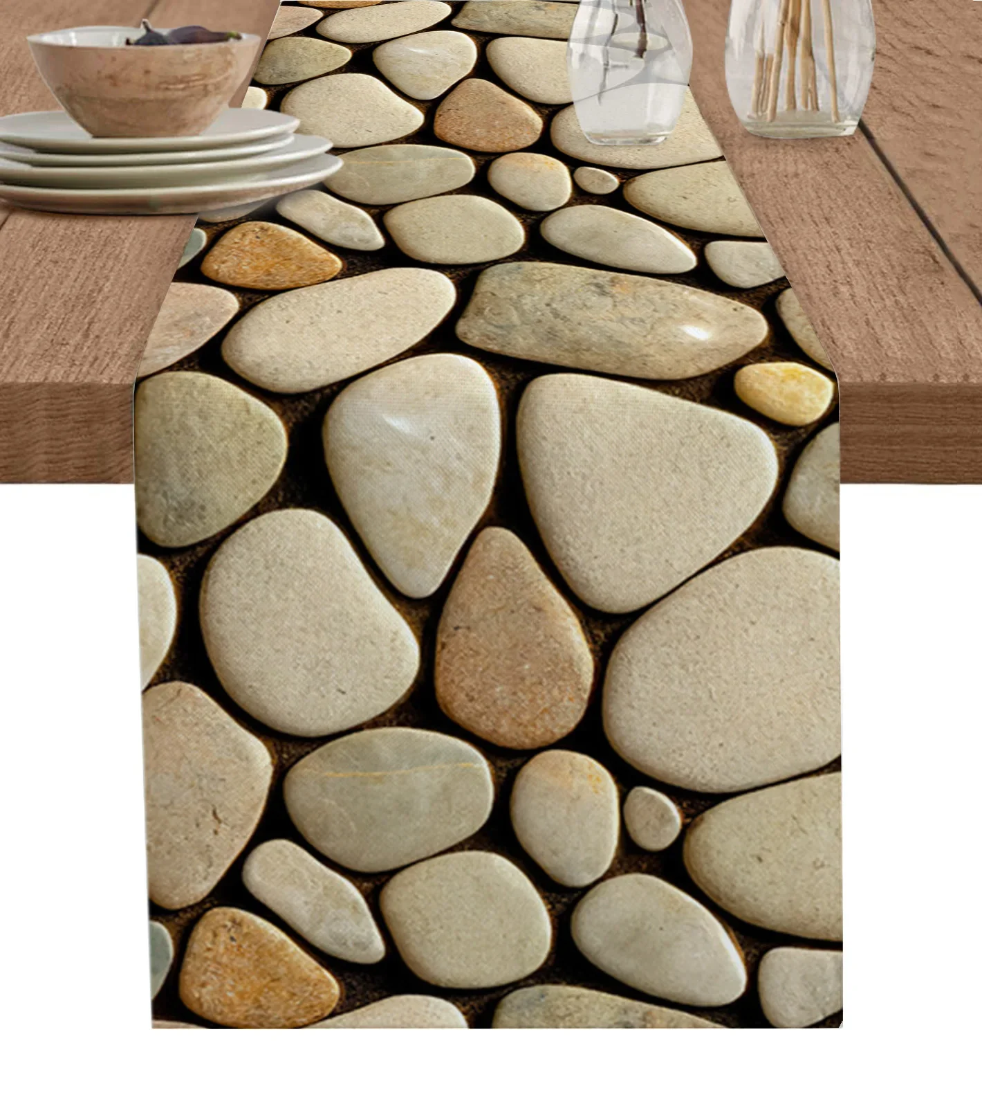 

Modern Pebble Texture Brown Linen Table Runner Wedding Party Decorations Home Dining Table Runners Home Table Decor