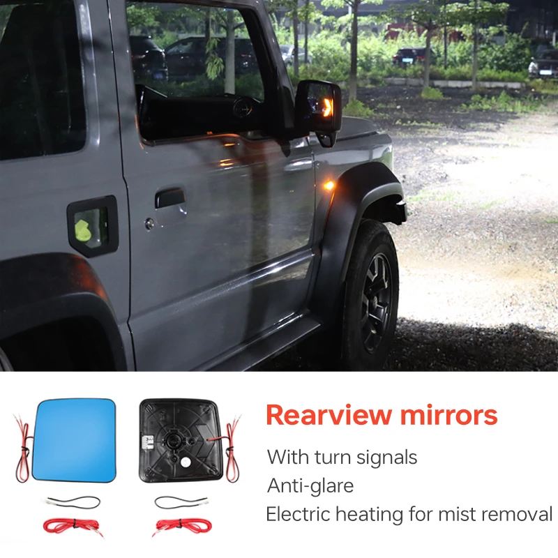 Anti-glare rearview mirrors with turn signal Blue lenses For Suzuki Jimny JB64 JB74W 2019 2023 Exterior Accessories frames