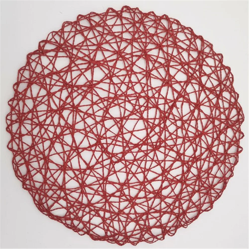 4Packs Round Paper Woven Placemats Wood placemats Rattan placemats Brown Paper Straw placemats for Dining Party Wedding