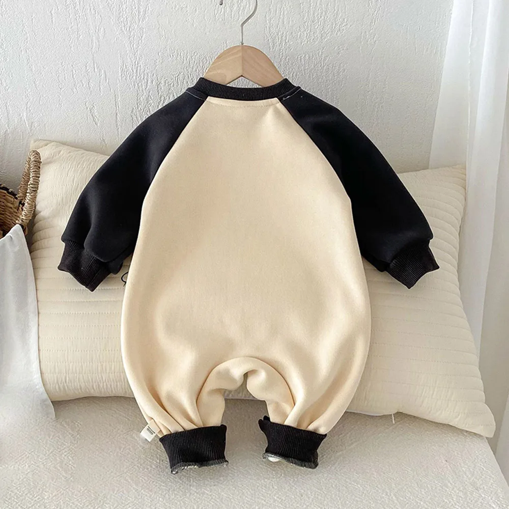 Baby Boy Halloween Clothes Baby Rompers Long Sleeve Patchwork Fleece Thicken Warm Winter Newborn Clothes Christmas Baby Onesies