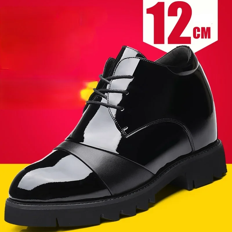 Increase Inner Heightening Shoes Men's Invisible Inner Heightening 12cm Elevator Shoes Business Men's Formal Leather Shoes