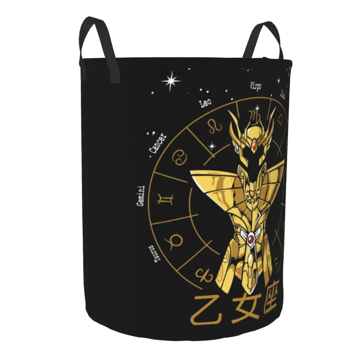 Saint Seiya Gold Cloth Virgo Shaka Laundry Basket Foldable Knights of the Zodiac Anime Clothes Toy Hamper Storage Bin for Kids