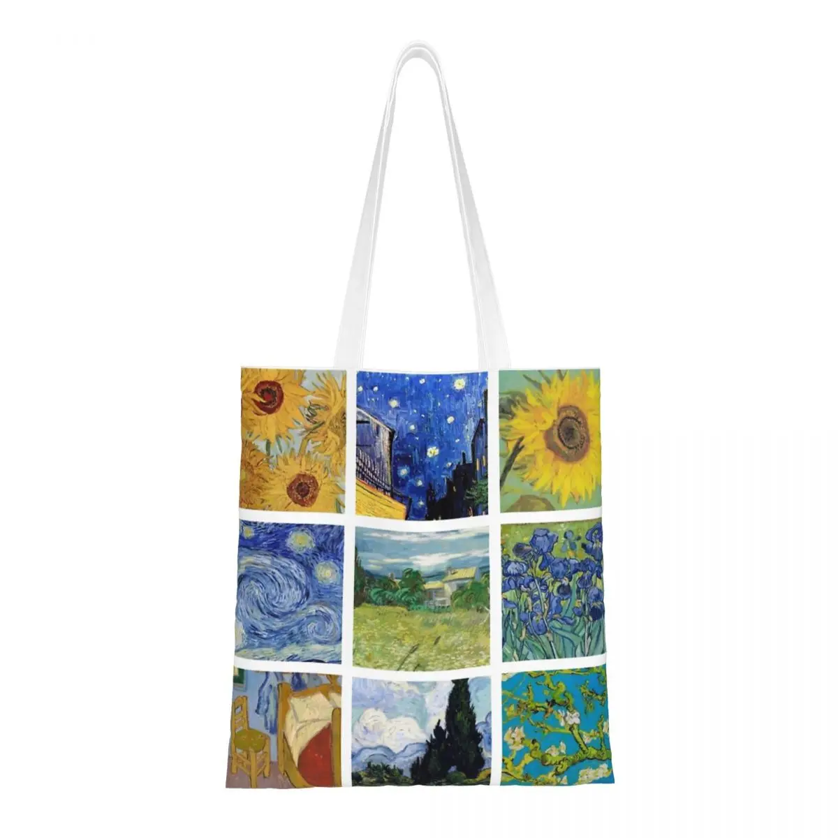 Unisex Van Gogh Collage Kunst Gift Draagtassen Canvas Boodschappentas Voor Student Handtassen