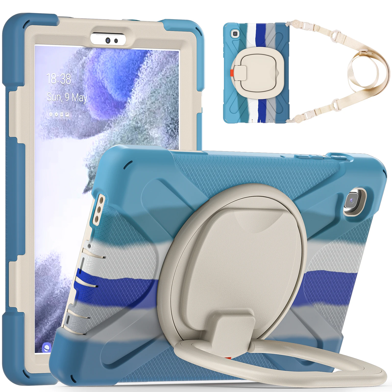 

Детский чехол-подставка для Samsung Galaxy Tab A7 Lite 8,7 2021 SM-T220 T225 Гибридный вращающийся на 360° чехол с ручкой и плечевым ремнем