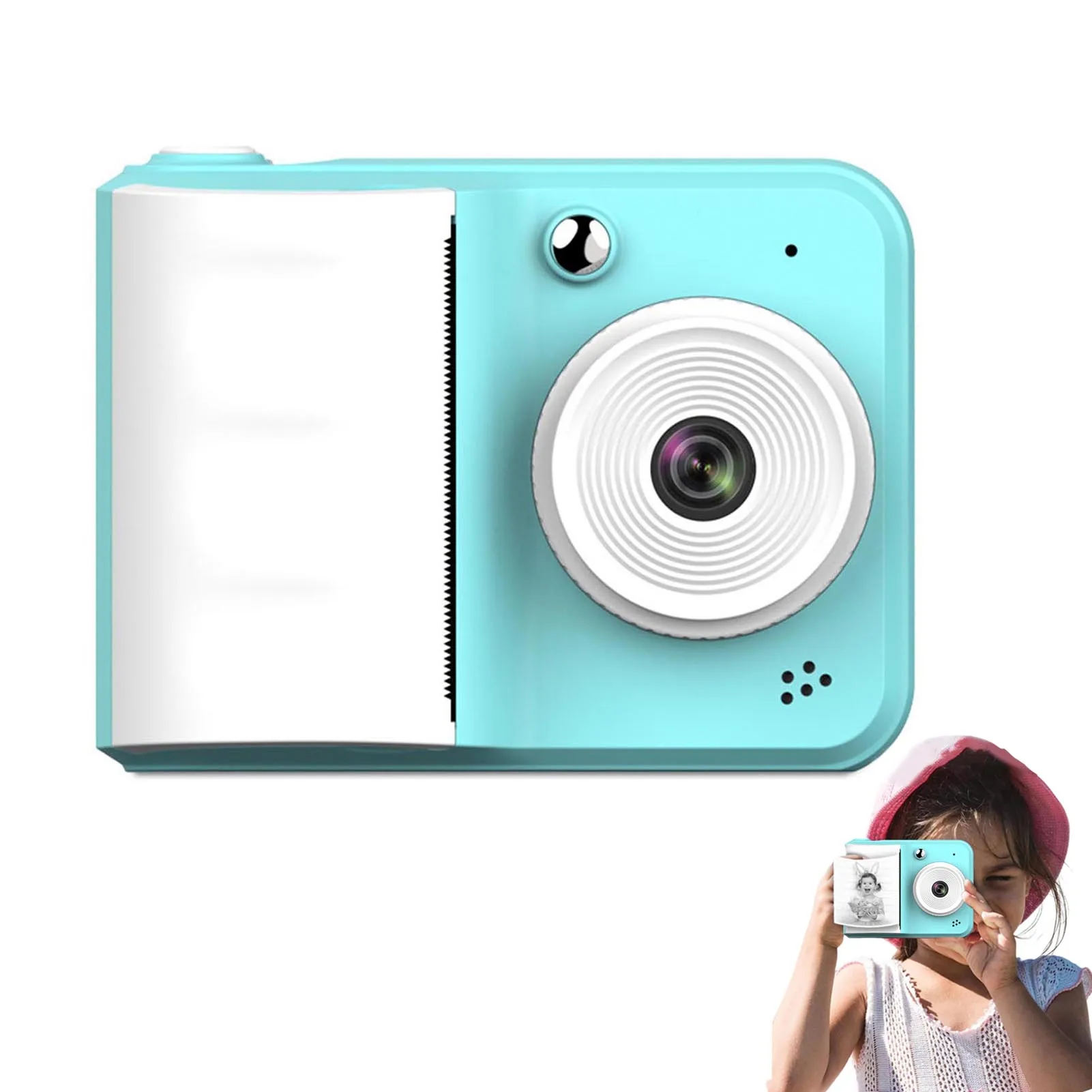 كاميرا الطباعة الفورية للأطفال طابعة صور عالية الدقة مع 1 لفة ورقة متعددة اللغات تدعم مجموعة كاميرا الطباعة الفورية