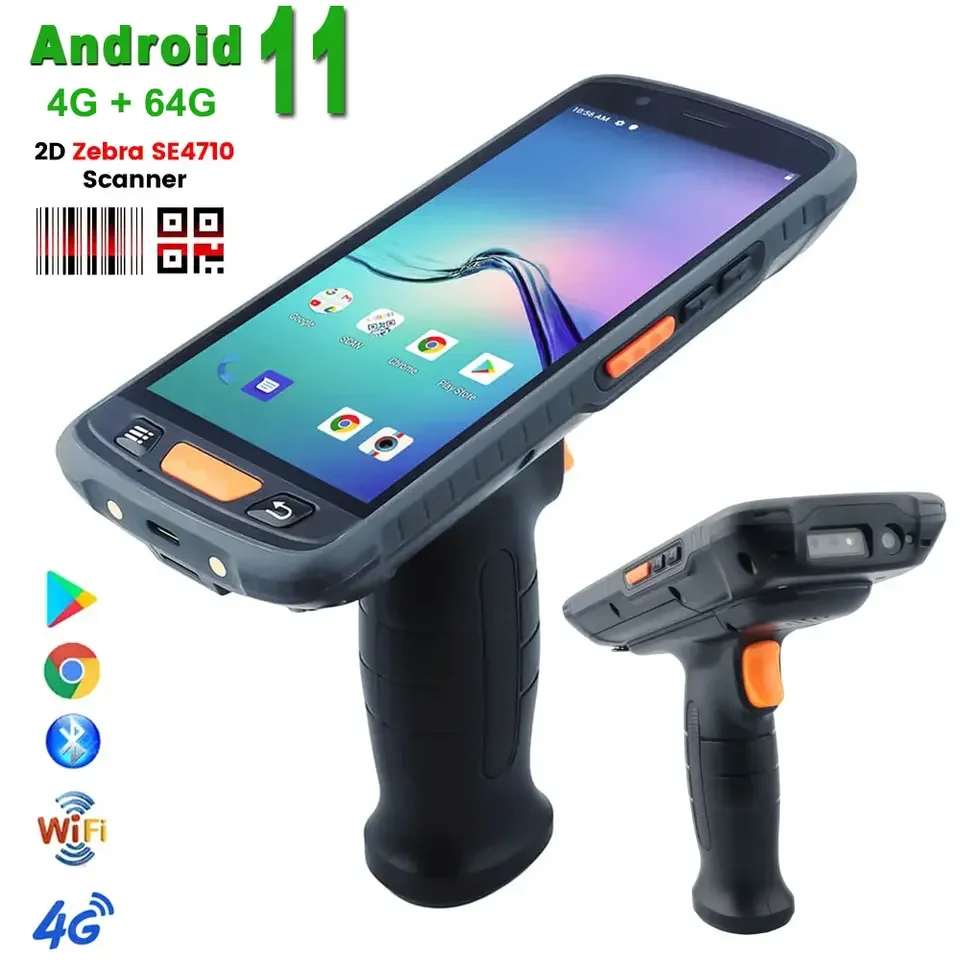 5.5 "PDA portable Android 11 4G RAM 64G ROM Scanner de codes à barres 4G Lte WIFI Bluetooth GPS caméra collecteur de données Portable
