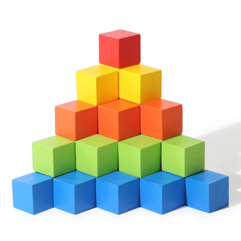 50 قطعة مكعبات ملونة مكعبات بناء خشبية مكدسة لعبة خشبية مربعة الشكل ألعاب تعليمية ملونة للأطفال