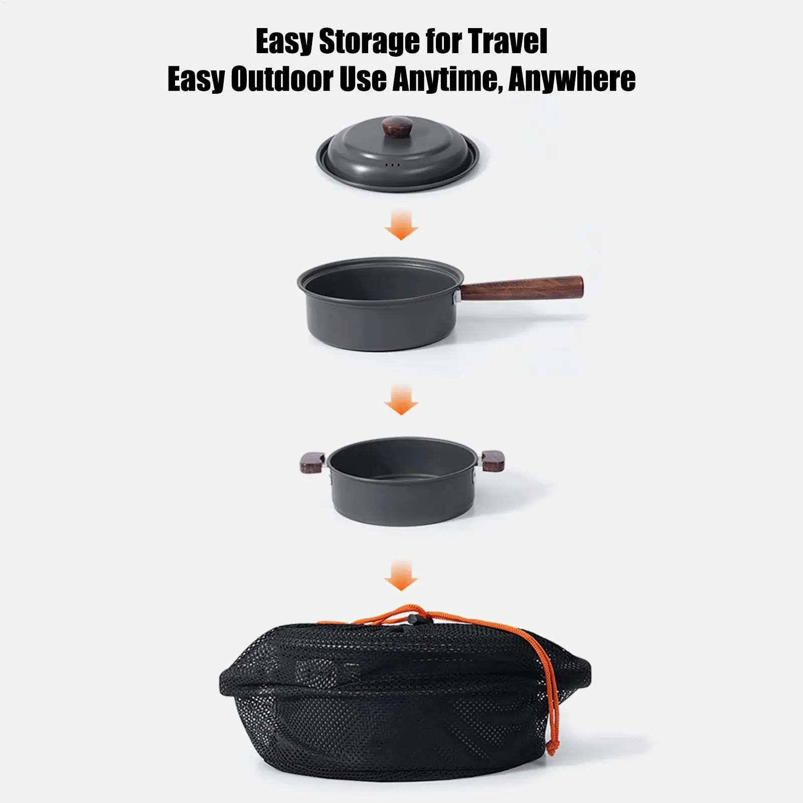 

Camping Pan Lightweight Large Double-Layer Cookware Camping Frying Pan With Steamer For 2-3 People Picnic Hiking Backpacking