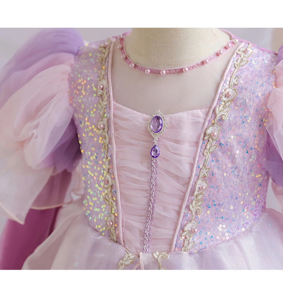 Halloween Princesss Pink Costumes Kids Autumn And Winter Dress Fancy Clock Flower Girl Dresses for Weddings Party Clothing