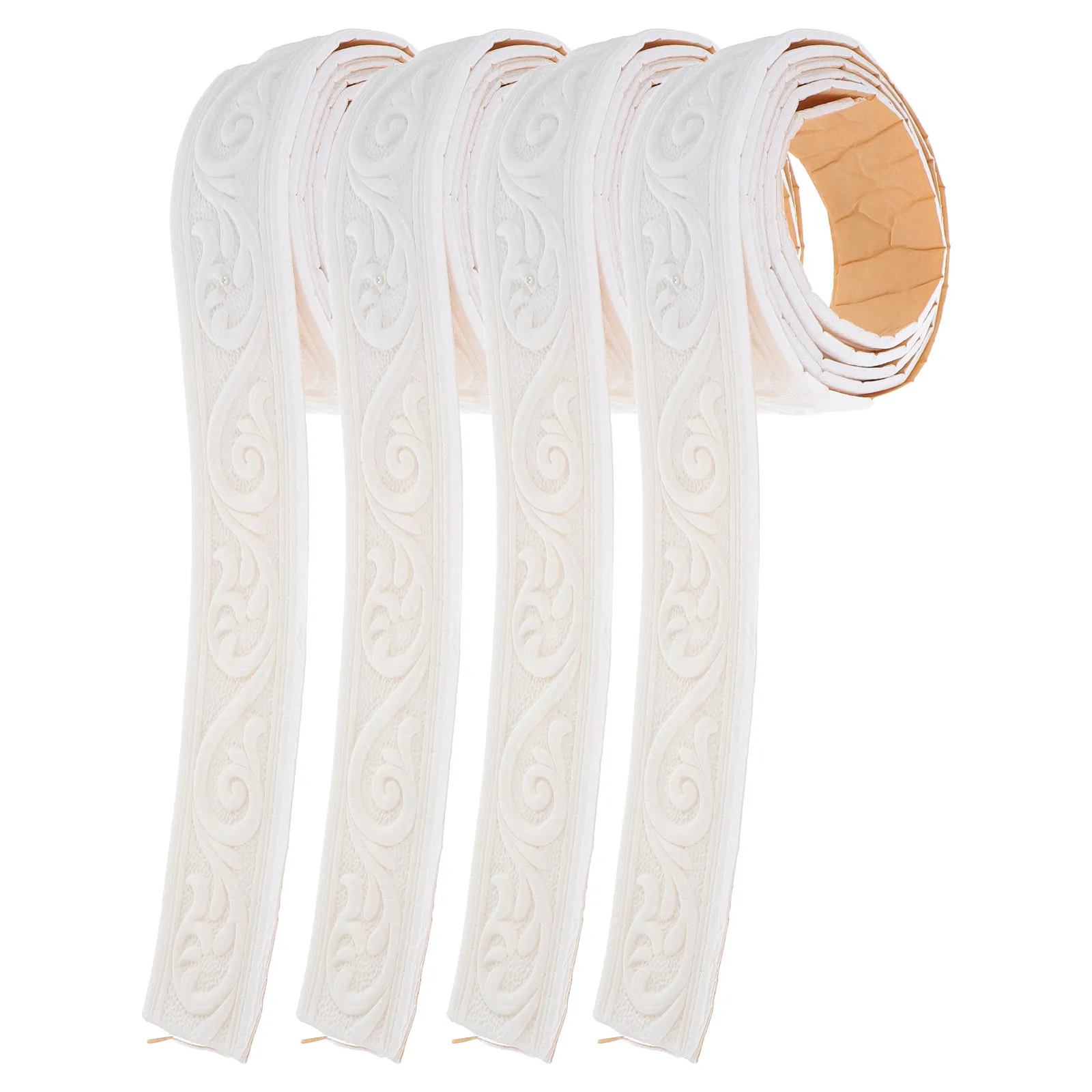 4Pcs 3D Self Adhesive Wall Trim Flexible Molding Decorative Wall Stickers Peel Stick Foam Borders for Doors Cabinets Ceilings