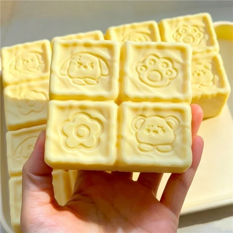 Squishy Strawberry Chocolate Milk Cube Scented Squeeze Toy Soft Slow Rebound Sensory Calming Toy for Autism ADHD Stress Relief
