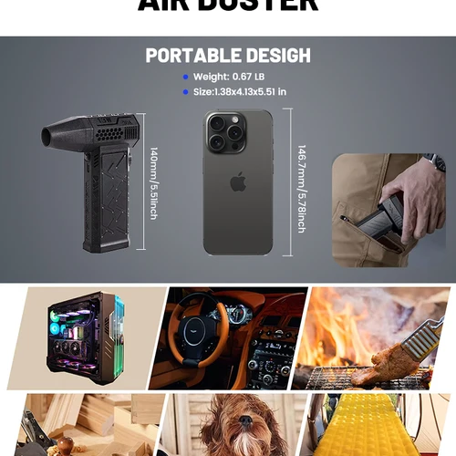 나노 전기 공기 송풍기, 엑스트라 깍지, 130000RPM, 미니 터보 제트, 선풍기 풍속 52 m/s, USB 충전식, 강력한 먼지 송풍기 건조 