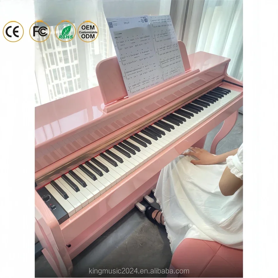 Private Custom Beautiful Kids Pink 88 Key Digital Piano Weighted Keys Hammer Action Upright Piano