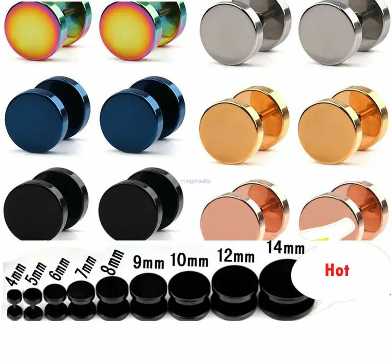 1 Pair Cool Punk Black Stainless Steel Ear Stud Men/Womens Piercing Earrings New Earwear Nail