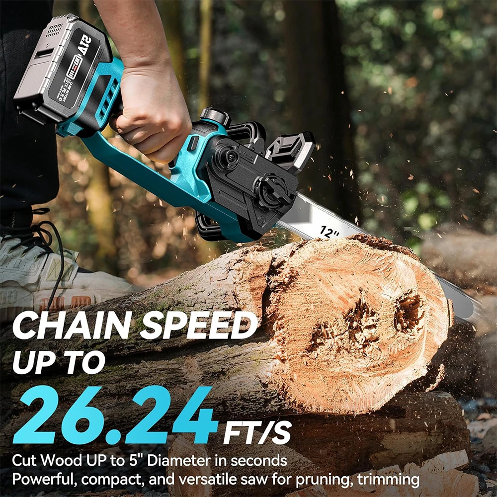 SEESII 12-Inch Brushless Electric Chainsaw Cordless Chain Saw Firewood Tree Cutting Garden Pruning Power Tools For Makita 18v