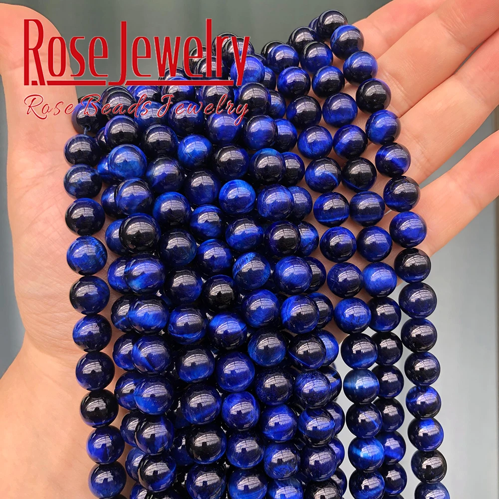 Natural Stone AAAAA Quality Blue Tiger Eye Agates Round Loose Beads 15