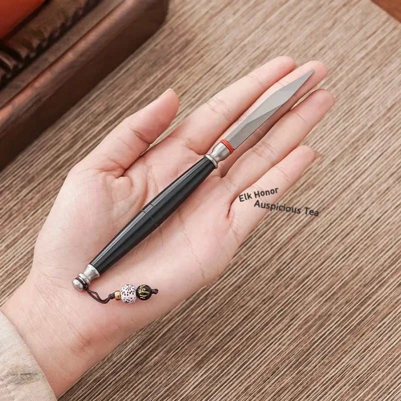 Leather Sheath Pure Titanium  Ceremony Accessories Kung Fu  Set  Knife Tea Splitter  Spatula Pry  Brewing Tool