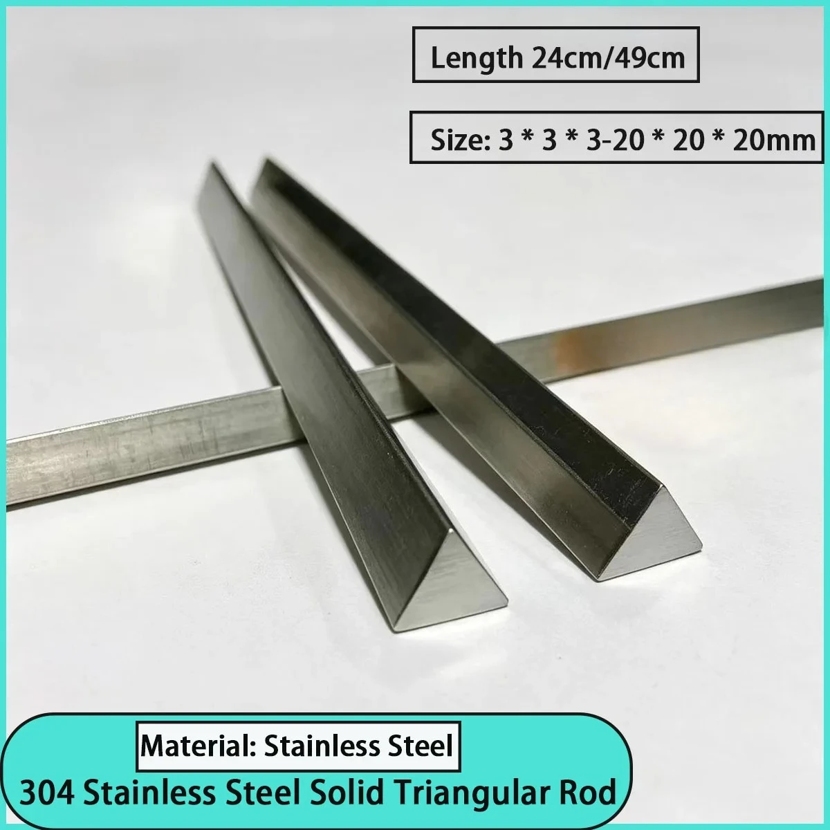 Size 3*3*3-20*20*20mm 304 stainless steel solid triangular rod suitable for mechanical parts, hardware structures, etc