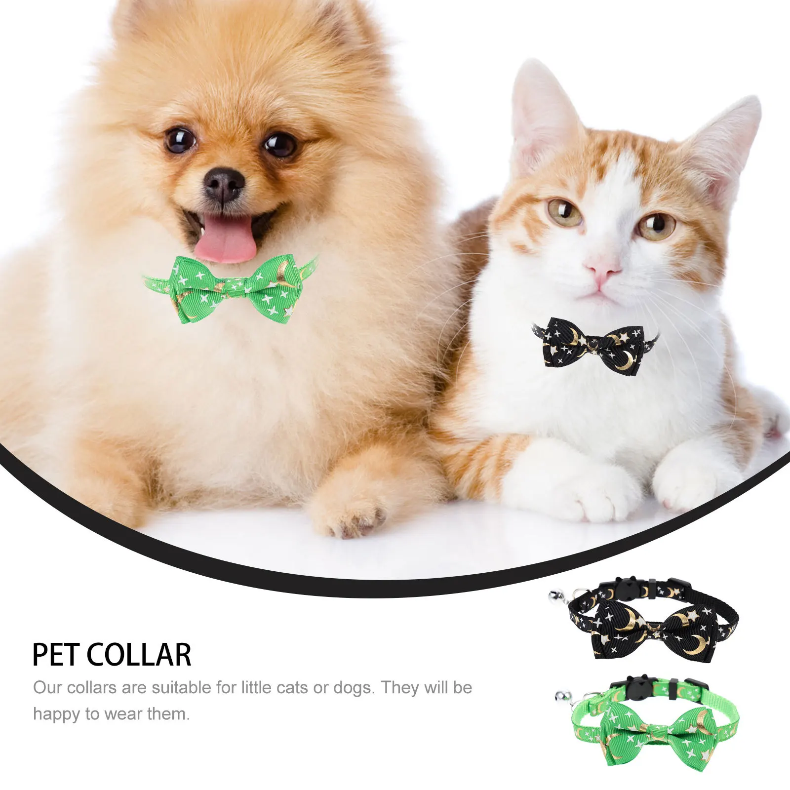 

2Pcs Cat Collar Bow-Knot Adjustable Kitten Collar Lightweight Bell Party Neck Ornament Decorative Pet Collars for Cats
