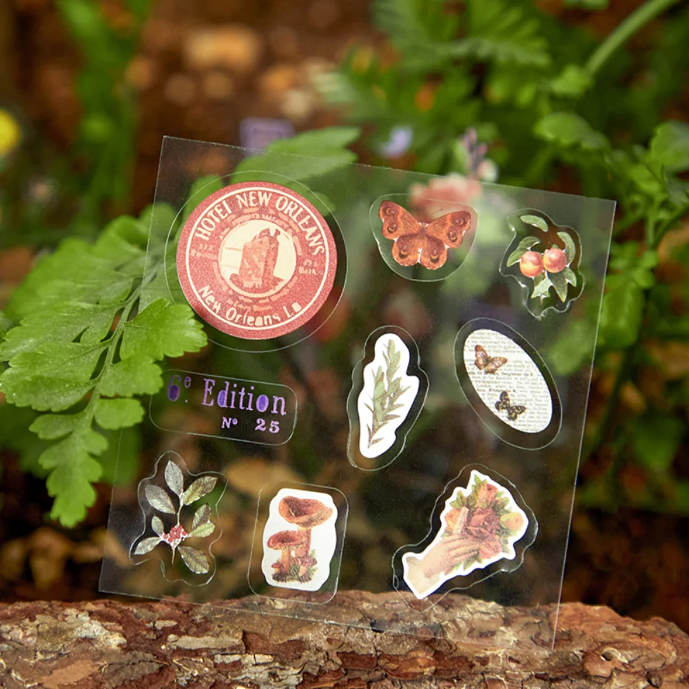 Mr. Paper 100pcs/box Vintage Plant PET Stickers Creative Flowers Hand Account Material Decorative Stationery Stickers