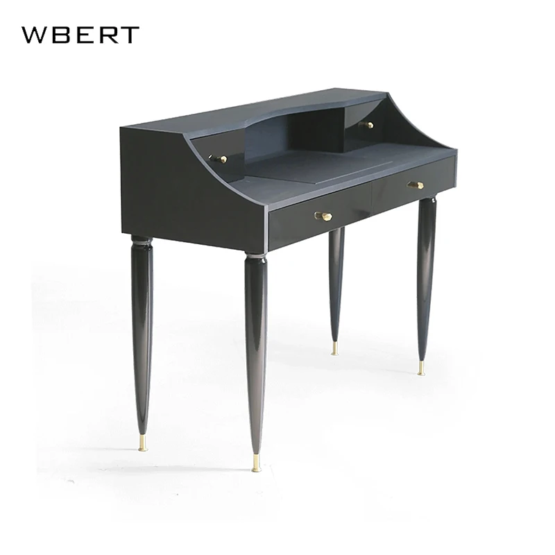 WBERT Simple American Solid Wood Black Dressing Table Modern  Bedroom  Desk Medieval Style Small Desk