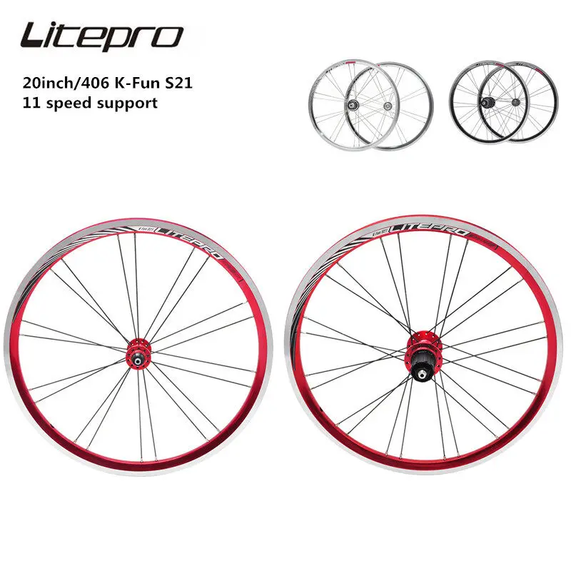 Liteproelite KFUN/S21 20 inch 406 100/135Wheelset 74/130mm 451 V Brake Rim 4 Sealed Bearings 11 Speed Wheel Set SP8 P8 For Fnhon