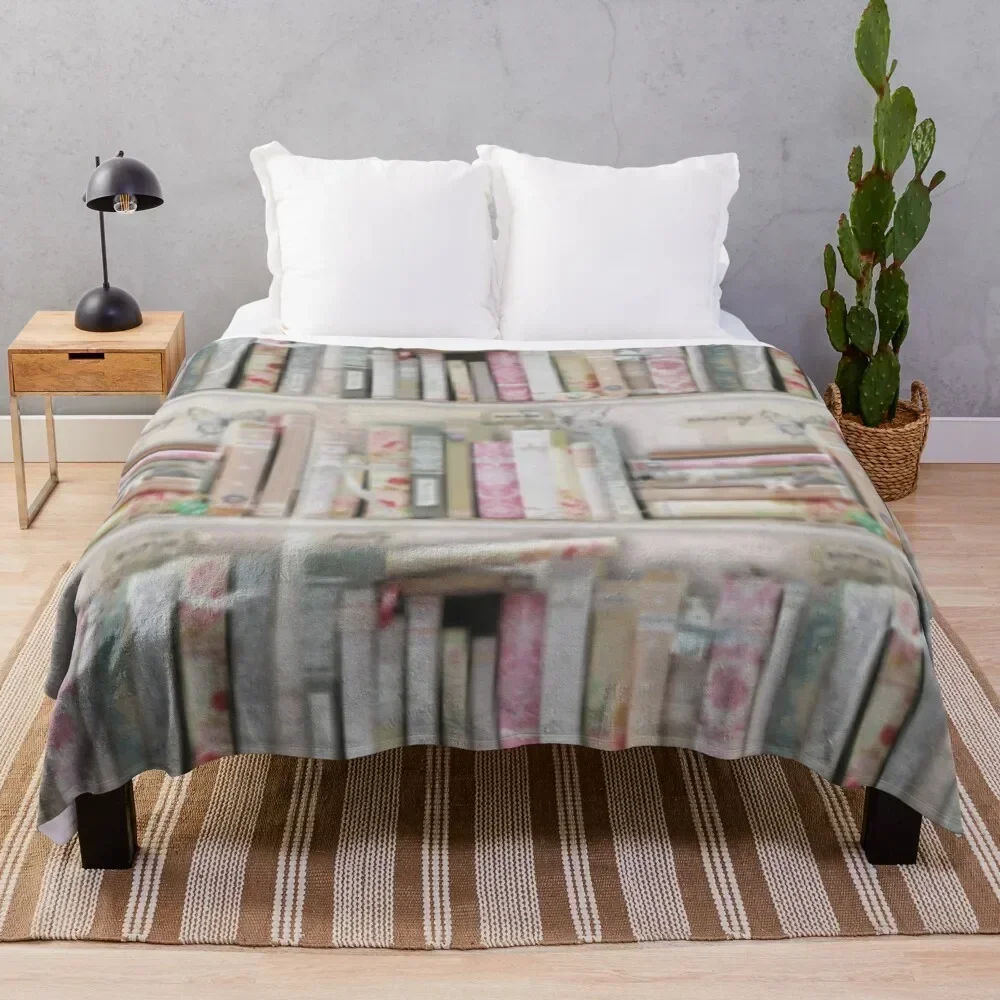 

Pink Collage bookcase Throw Blanket Color Fast Cozy Throw Blanket