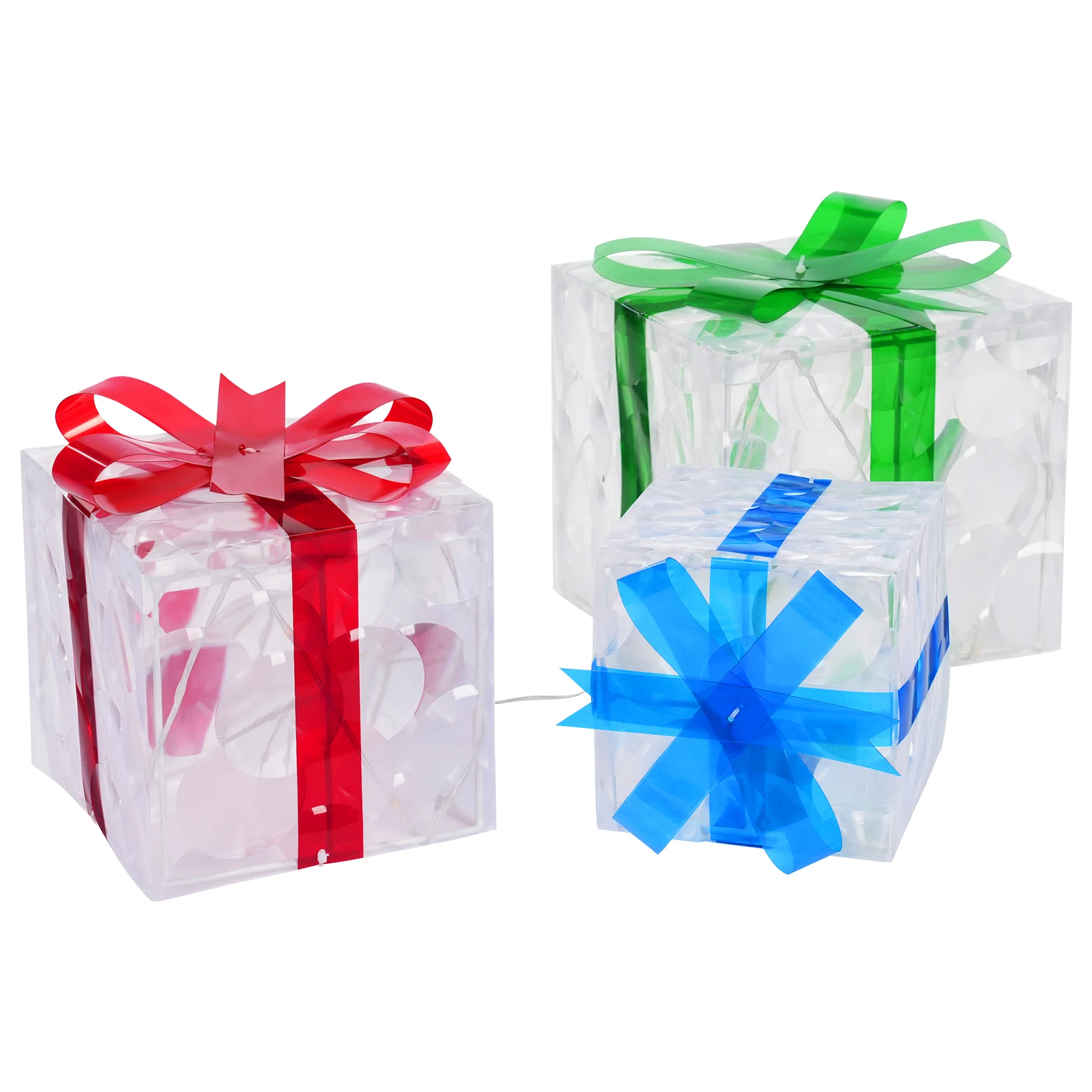 

Decorative Lighted Gift Boxes with 60 LED Lights, Waterproof and Durable, Includes 3 Sizes with Smart Timer for Holiday