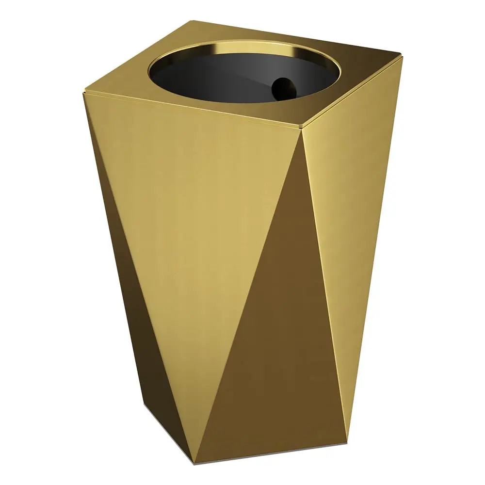 

2.6GAL Gold Bathroom Trash Can,Brass Tarsh Can,Open Top,Stainless Steel,Waterproof,Double-Layer with Inner Lining for Bathroo