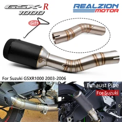 REALZION GSXR1000 K6 Motorcycle Exhaust Pipe Middle Link Pipe Slip-on Muffler Escape For Suzuki GSXR 1000 2003-2006 K3 K4 K5