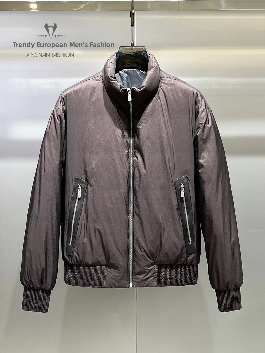 

Men's Stand Collar down Jacket 2025 Winter Fashion Slim Fit Warmth Duck Feather Outerwear Daily Wear No Hat Zipper Closure
