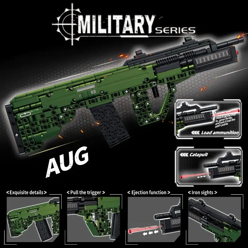 Bloques de Construcción de Armas MOC, AUG VECTOR, Serie Militar, Ladrillos de Construcción, Juguetes de Modelismo para Niños, Fans de Delta Force Games