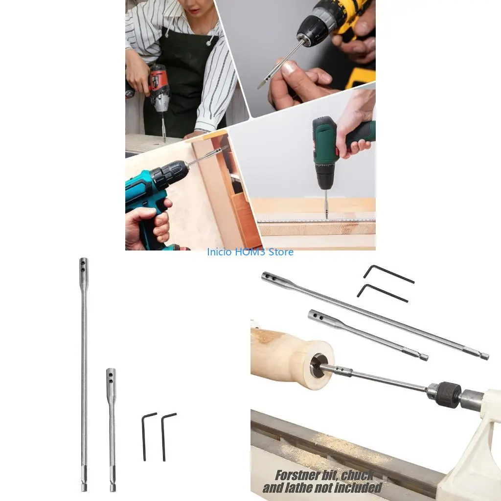 A5YD 6'' & 12'' Drill Bit Extenders 6Inch & 12Inch Hexagonal Shank Rod Improved Torque Transfer for Woodworking