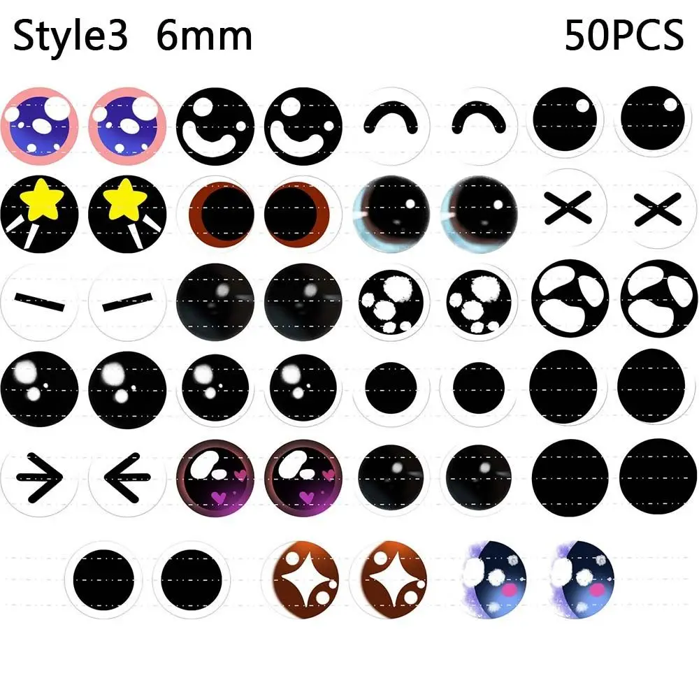 50pcs/25Pairs 6/8/10mm Toy Dinosaur Time Gem Glass Dolls Eyes Doll Eyeballs DIY Crafts Animal Eyes