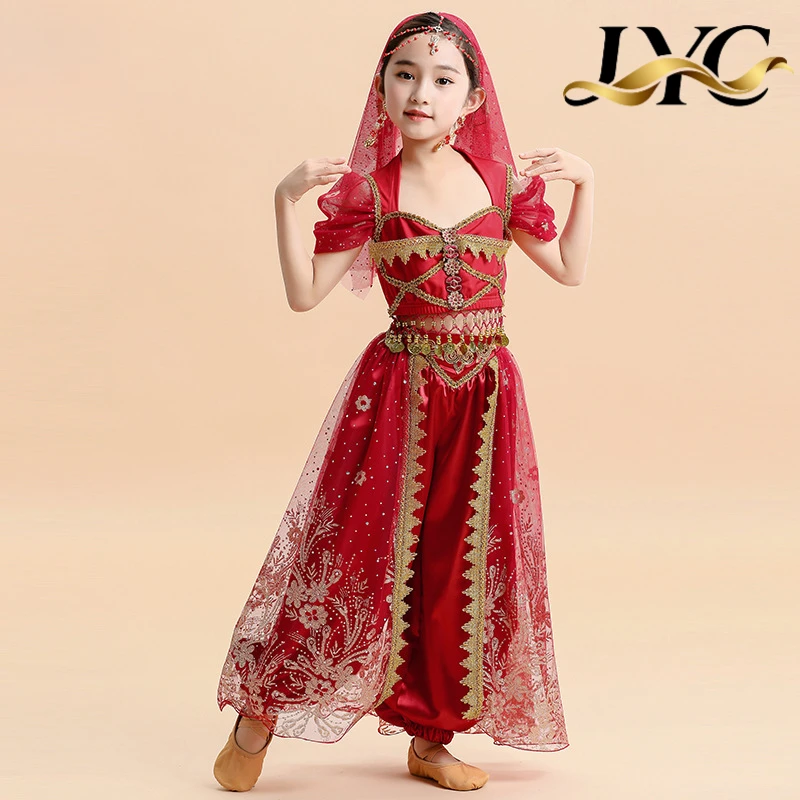 Dansjurk in Indiase stijl voor kinderen voor volksdansshow voor peuters, exotische Aladdin-jasmijnlook