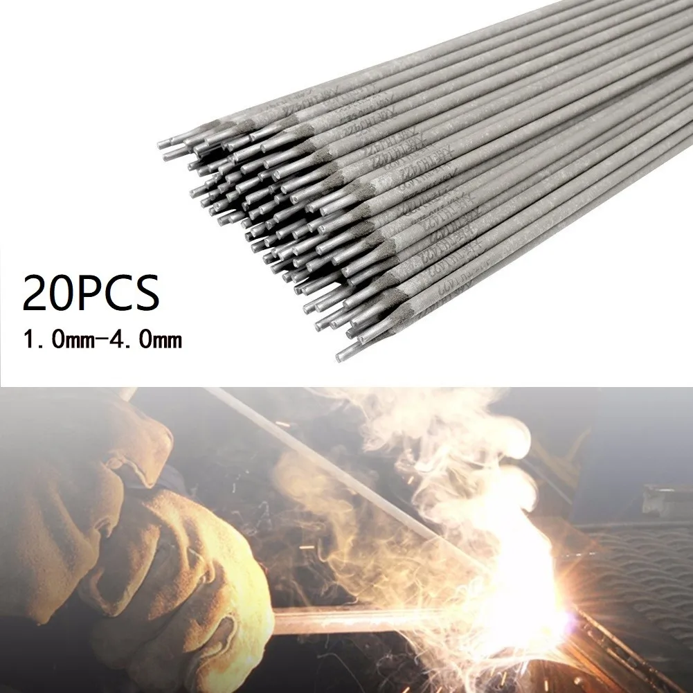 20pcs A102 Stainless Steel Welding Rods 1.0mm-4.0mm E308-16 Electrodes For 304 302 Low Spatter DC AC