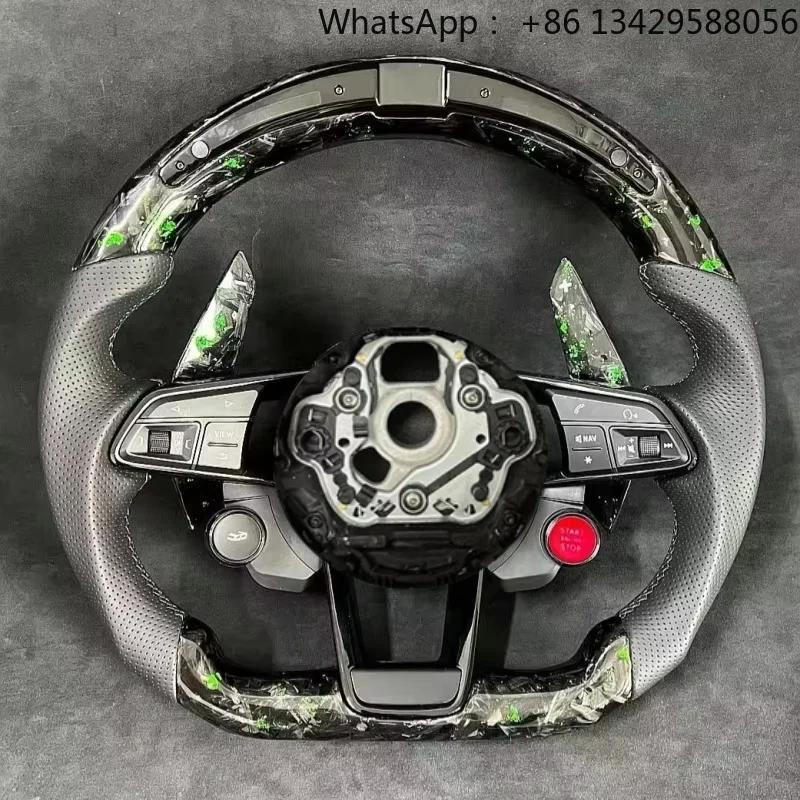 Custom Forged Carbon LED Start Button Steering Wheel for Audi R8 TT Q6 Q7 A3 A7 A4 A5 B8 B9 S4 A6 C7RS Q5 4-button Sport Version