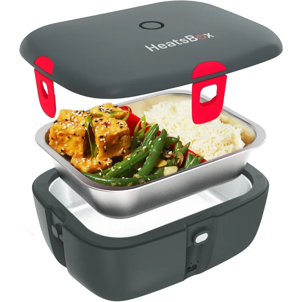 Electric Lunch Box 100W Portable Food Warmer | App Control  31oz Stainless Steel Battery Powered Self Heating Lunchbox