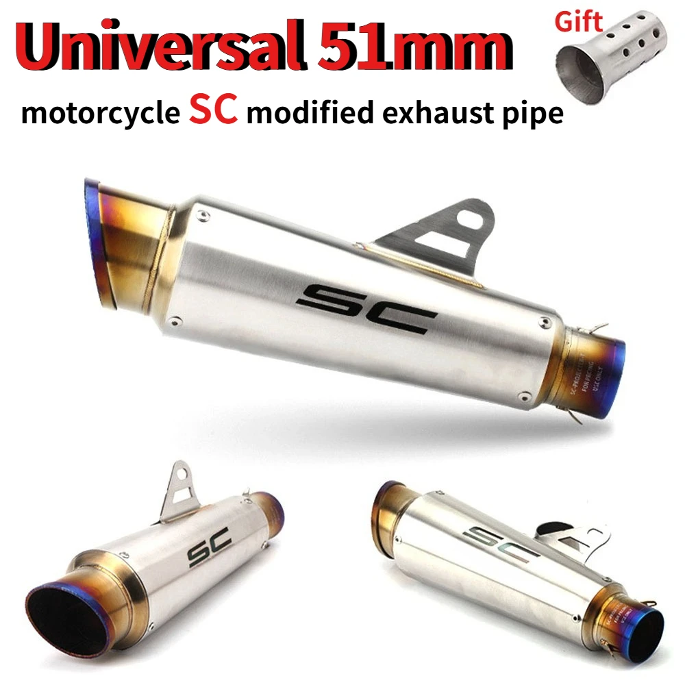 

Stainless Steel 51mm Universal Motorcycle SC Exhaust Escape Muffler with DB Killer For CBR500 Off-Road Vehicle ATV Ninja 300