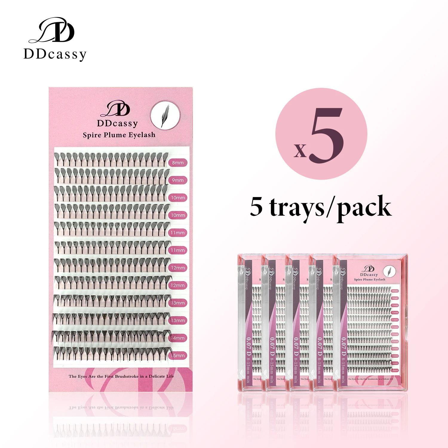 

5 cases Premade Spire Wispy Anime Effect Soft Plume Fluttering Eyelash Extensions Comic