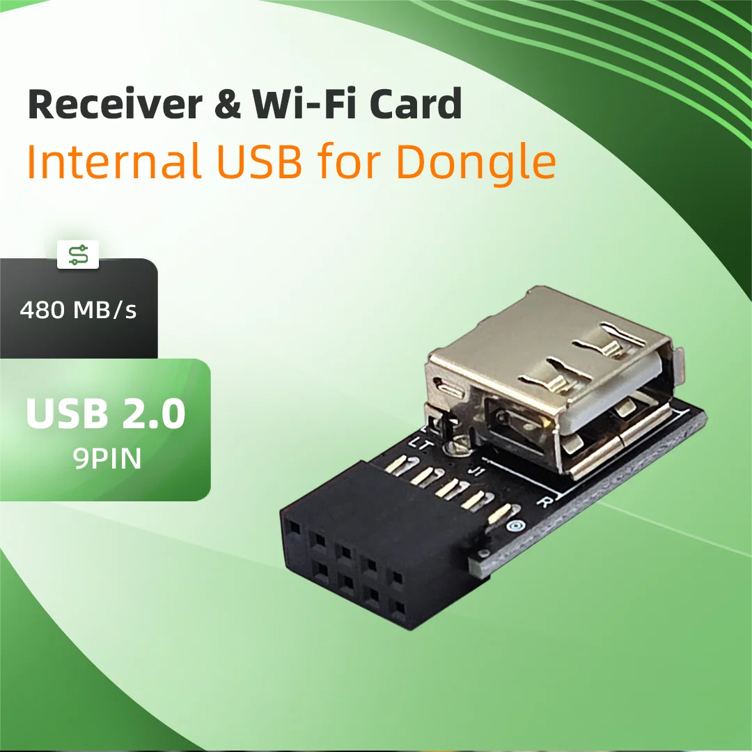 USB 2.0 9Pin Motherboard Internal Header Adapter, USB Converter for Bluetooth WiFi Network Card Dongle Receiver