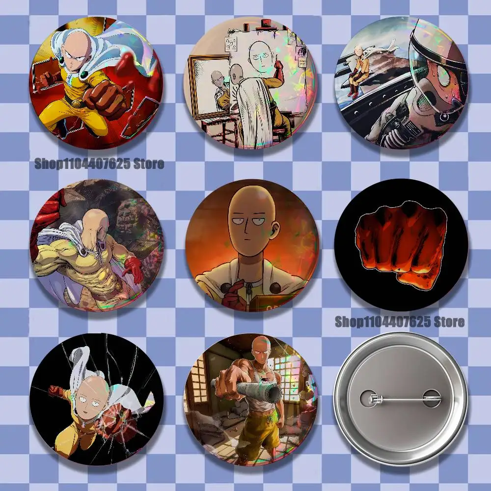 

One P-Punch Man Saitama Badges Button Round Creative Pin Brooch Badge Bag Decor Accessories Fans Collect Friends Gifts