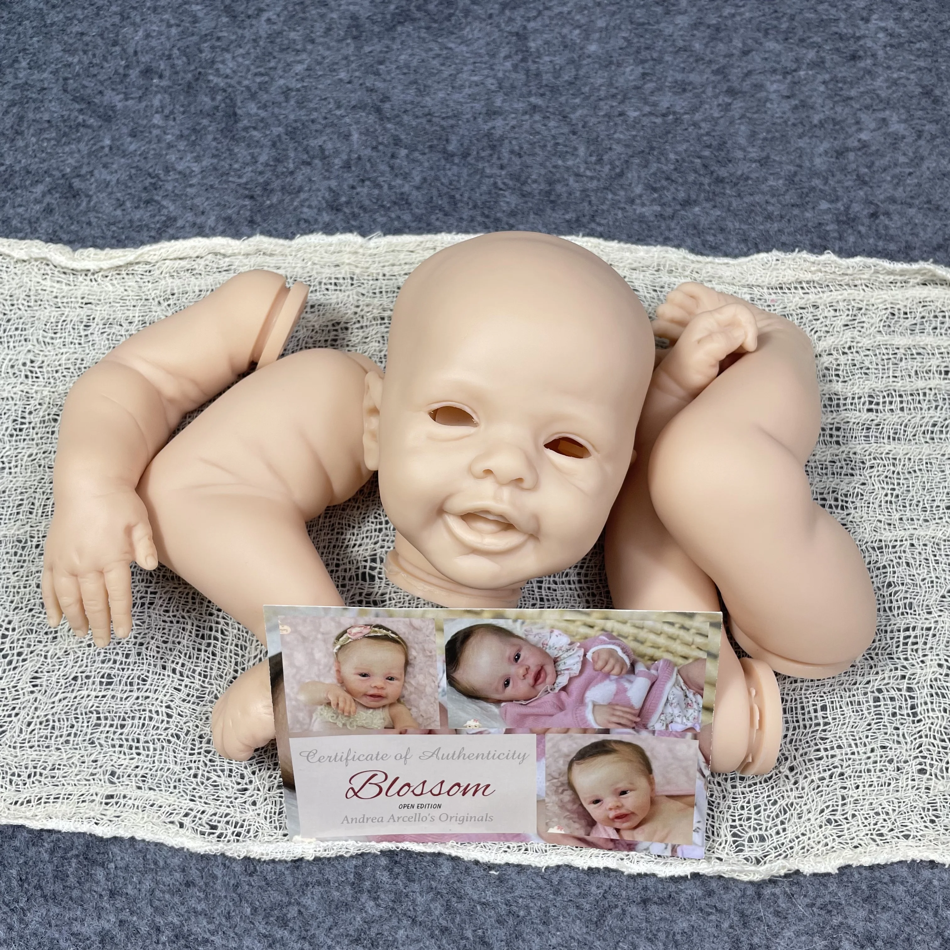 New Arrivals 17 Inch Reborn Kit Blossom With Engraved Name and COA Reborn Baby Vinyl Doll Kit Unpainted Doll Parts DIY Doll Mold