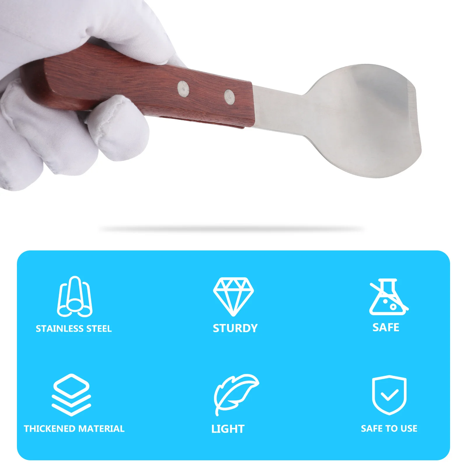 

2Pcs Ice Cream Shovels Dessert Spoons Stainless Steel Fruit Scoop Wooden Handle Kitchen Utensil Non Rusty Smooth Mouth Safe